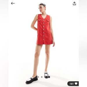 ASOS DESIGN button up denim vest mini dress